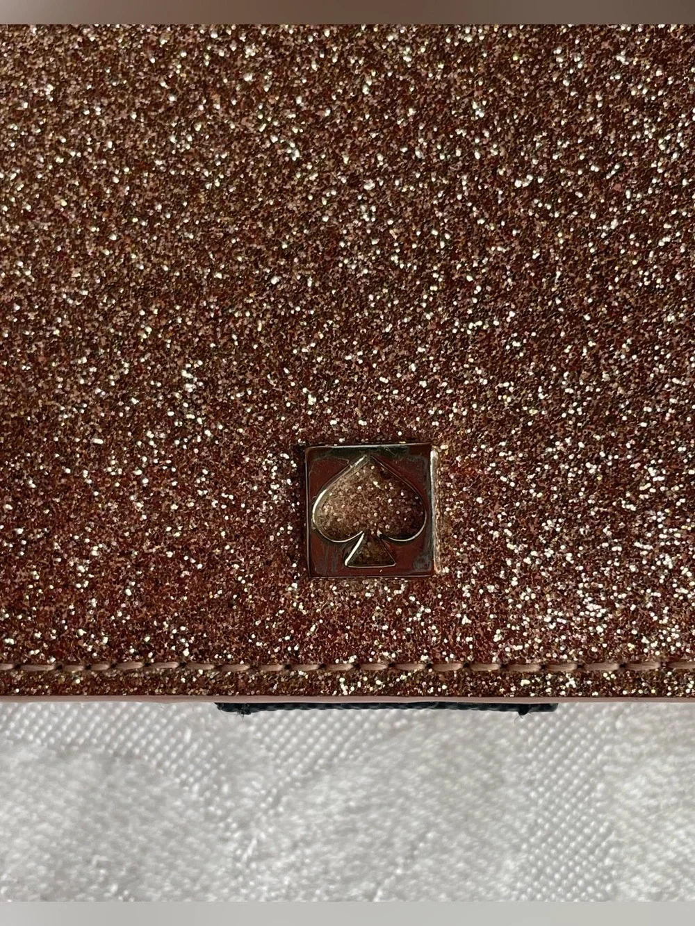 Kate Spade Mavis Street Seranade Bifold Wallet Rose Gold Glitter Cards Cash Coin